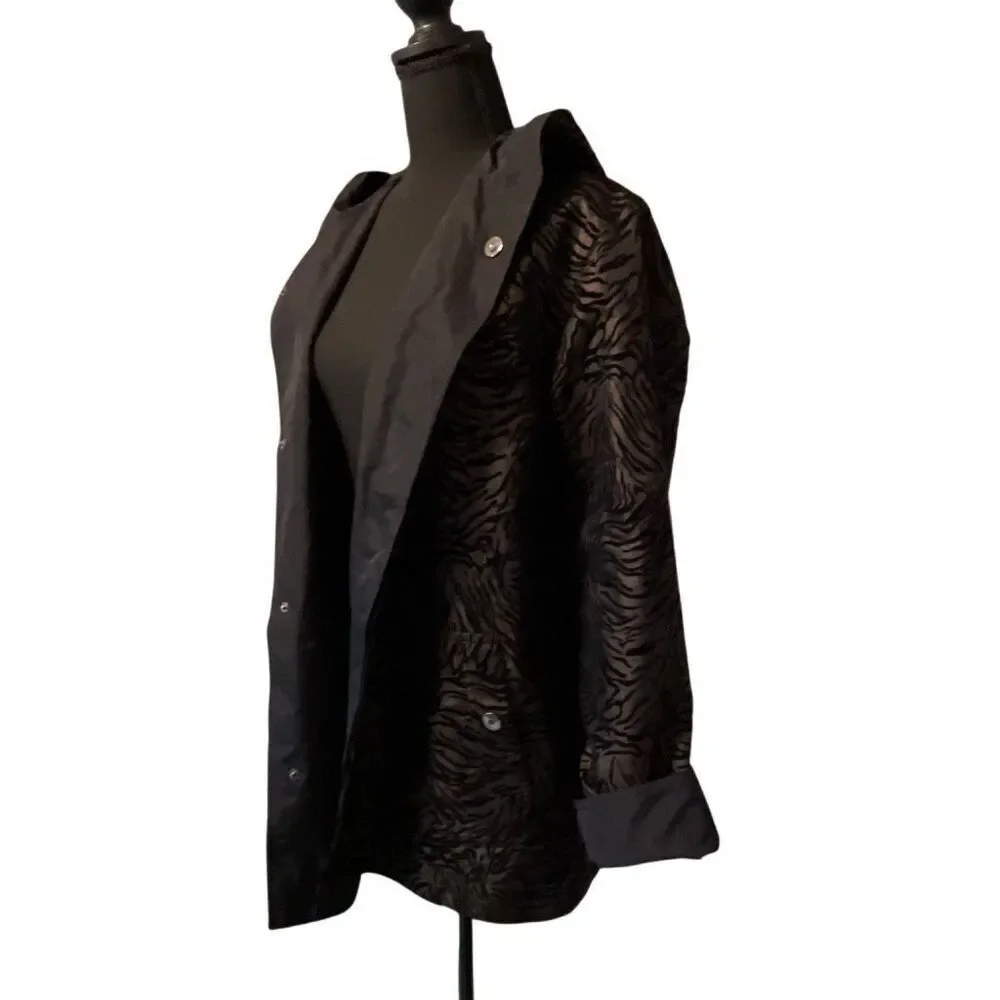 Gallery Women’s Zebra Flocked Reversible Hooded Jacket/Coat